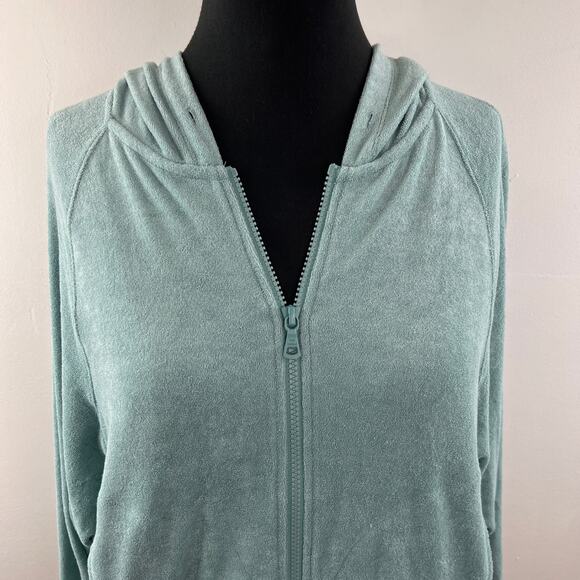 UNIQLO Tomas Maier Green Orange Hoodie Stripe Stretch Pocket Full Zip Sz Large L - Picture 2 of 9